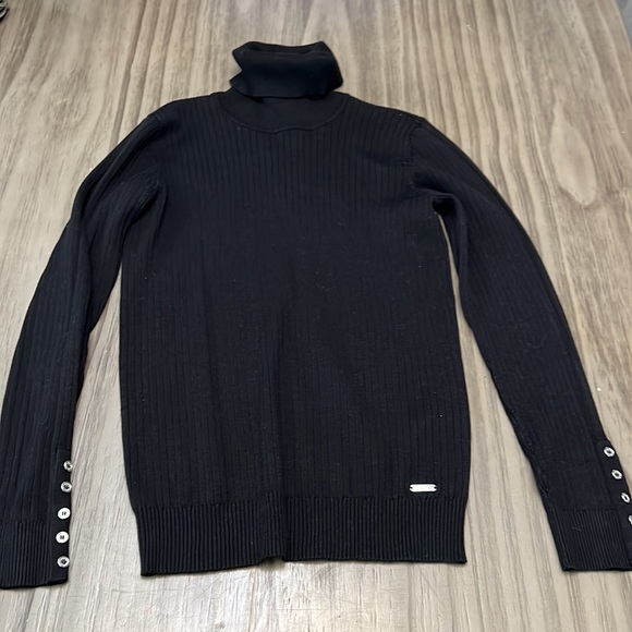 CALVIN KLEIN RIBBED TURTLE NECK LONG SLEEVE TOP SMALL - Picture 1 of 13